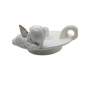 Vintage Fine Porcelain Cherub Sleeping Angel Candle Holder With Handle Gold Trim